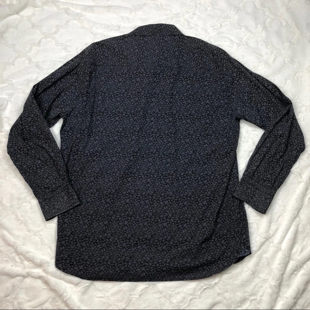 Pronto Uomo Blue Black Print Oxford Shirt size 2XT - Picture 8 of 10